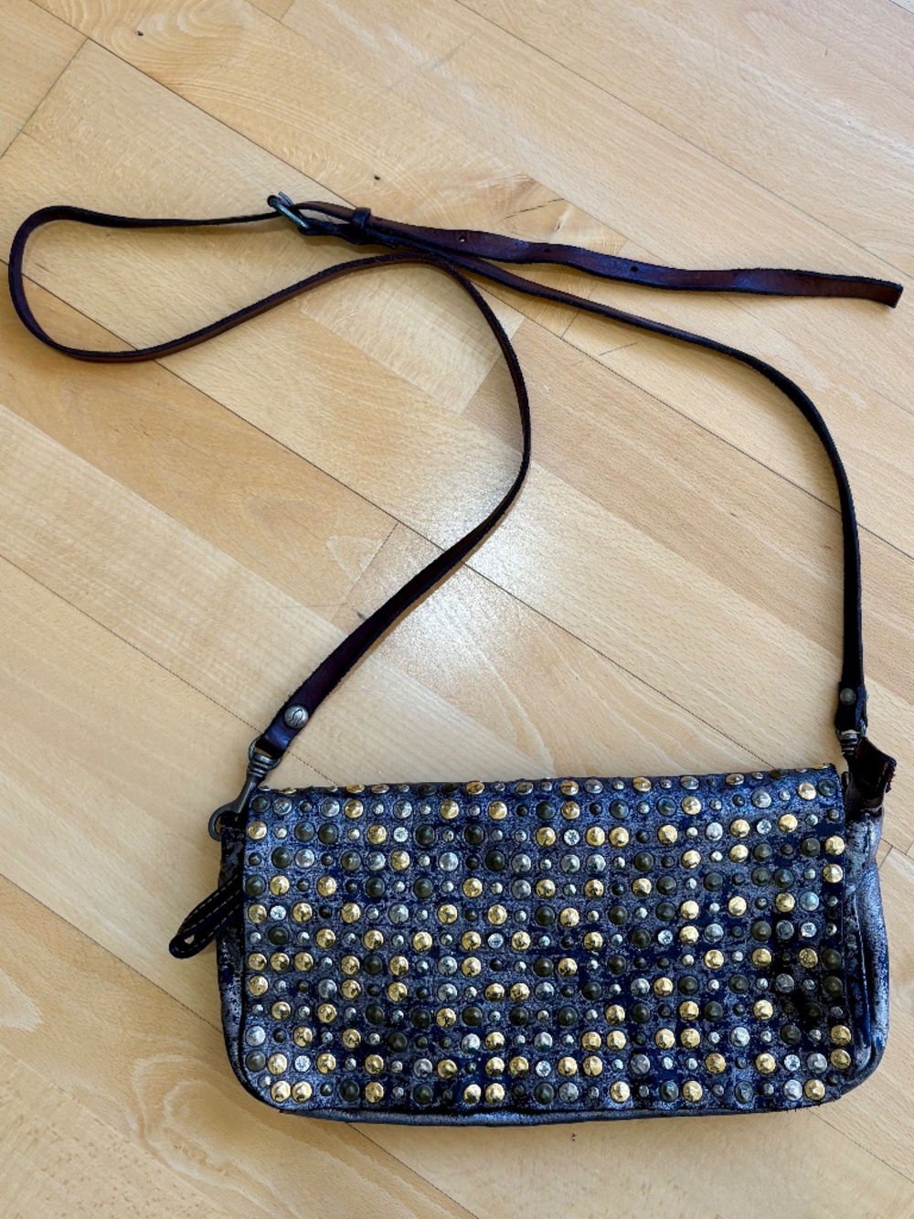 Campomaggi Studded Leather Crossbody Bag • Made in Italy • Never Used